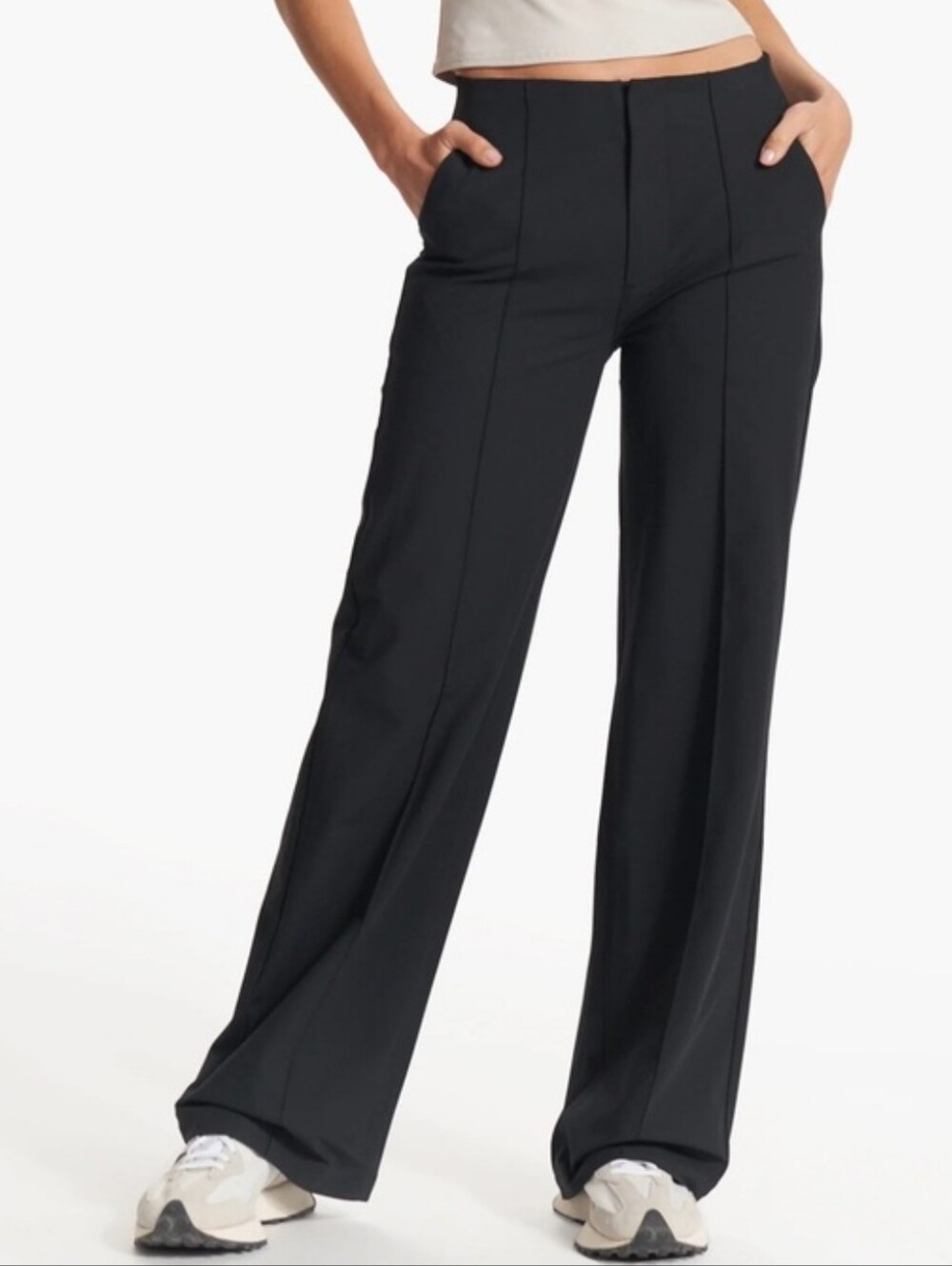 Vuori Meta Wide-Leg Trousers Pants Size M Black Performance Stretch